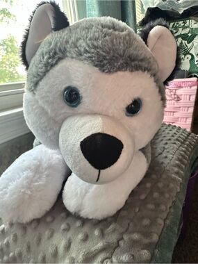 Peek-A-Boo Husky Plush Toy - Gray & White 18”